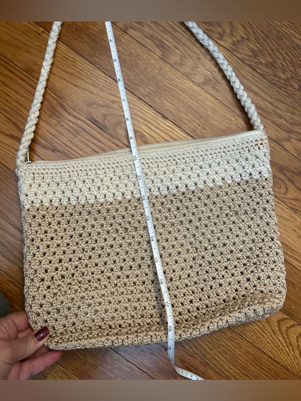 The Sak Crochet Shoulder Bag in Beige and Cream - Picture 7 of 9